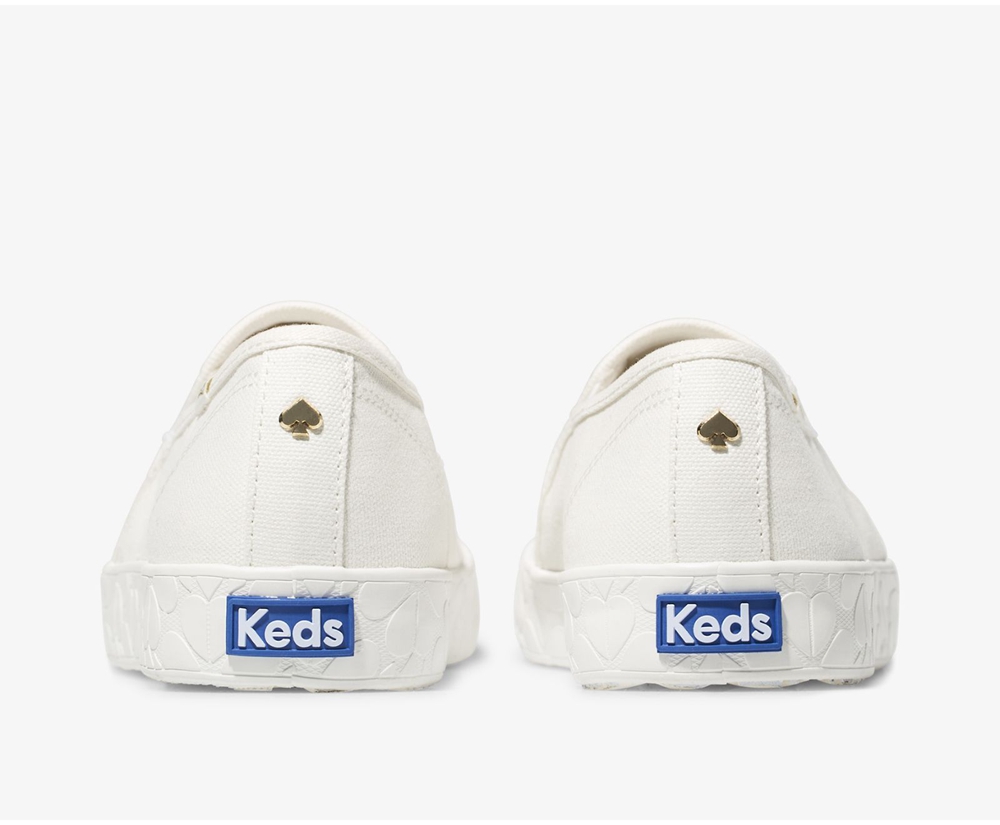 Slip Ons Keds Femme Blanche - Kate Spade New York Double Decker Logo Foxing - 824-KARPME